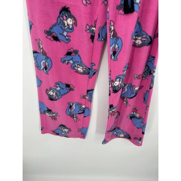 Disney Pants Women XL Pink Eeyore Winnie The Pooh Drawstring Pajama PJs - Picture 3 of 7